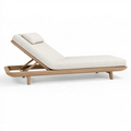 Sonnenliege 200 cm Holz Beige mit verstellbarer Rückenlehne