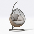 Hängesessel 105 x 105 x 195 cm Metall Kunststoffgeflecht Grau Beige mit Gestell
