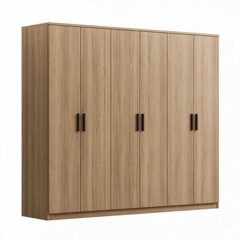 Kleiderschrank 240 x 60 x 200 cm Holzwerkstoff Eichefarben mit 6 Türen modern