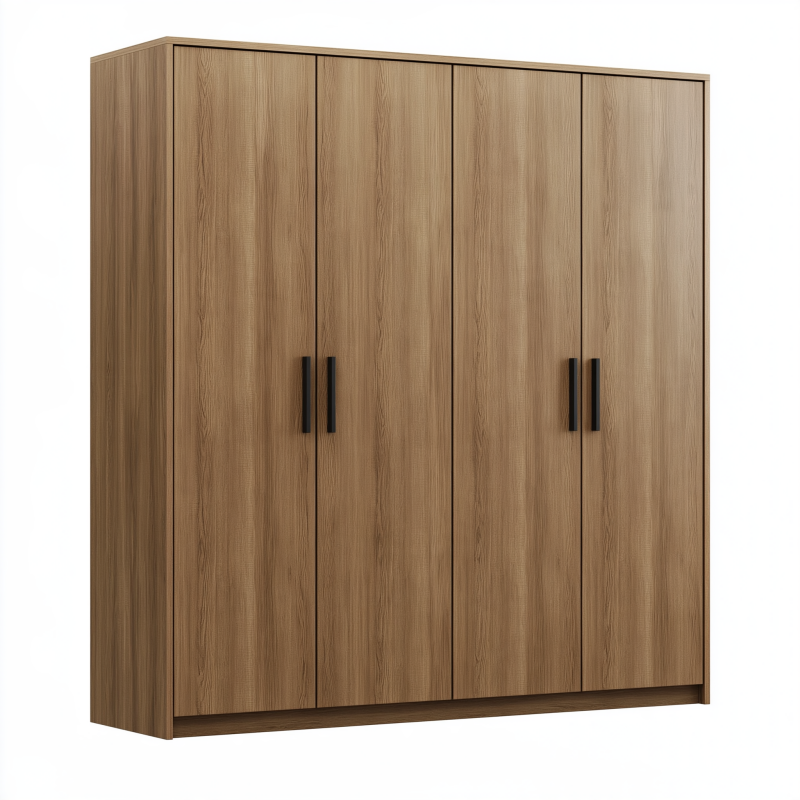 Kleiderschrank 180 x 60 x 200 cm Holzdekor Eiche vier Türen moderner Stil