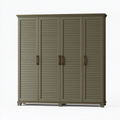 Kleiderschrank 200 x 60 x 220 cm aus Holz in Olivgrün mit Lamellentüren