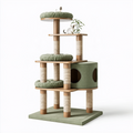 Katzenkratzbaum 70 x 50 x 150 cm Holz Sisal Grün mehrstöckig mit Höhle und Liegeflächen