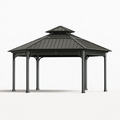 Gartenpavillon 300 x 300 x 300 cm aus Stahl in Anthrazit mit Doppeldach