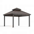 Pavillon 300 x 300 cm aus Metall in Anthrazit mit festem Dach für den Garten