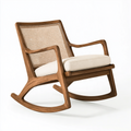 Schaukelstuhl 70 x 95 x 100 cm aus Holz mit Rattangeflecht in Braun Beige