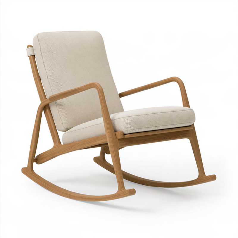 Schaukelstuhl 70 x 90 x 100 cm Holz Beige mit Textilbezug - Modern