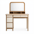 Schminktisch 120 x 45 x 150 cm aus Holz in Naturholz mit Spiegel Stauraum und geriffelter Front